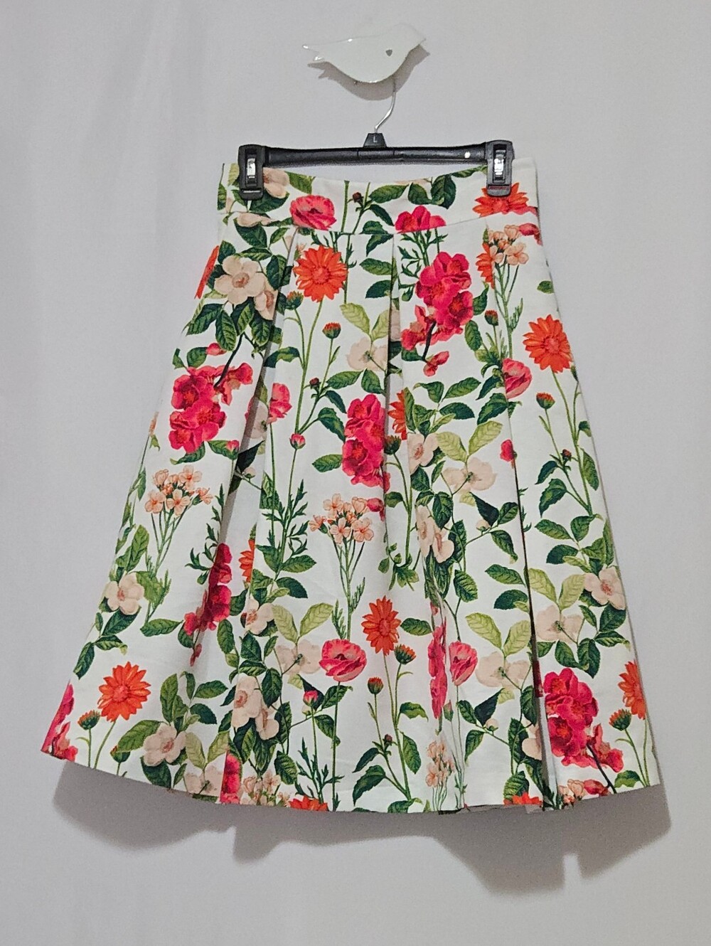 Vintage Eliza J Pleated A-Line Skirt - Botanical - Box Pleats - Tulle - Size 4 - Picture 2 of 12